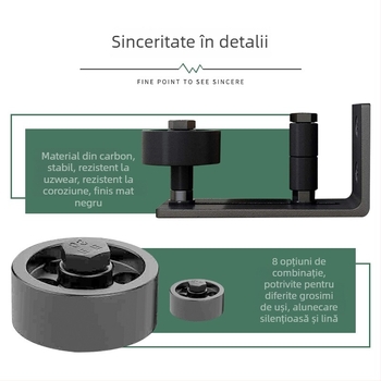 Hardware pentru ușa de hambar cu șină glisantă — opritor pendul 8 în 1, oțel carbon, vopsire cu pulbere, stil modern și simplu