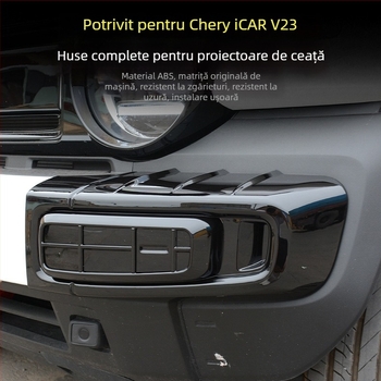 Capace pentru farurile de ceață față și spate pentru Chery iCAR V23, rame decorative pentru faruri, ABS plastic, aspect negru
