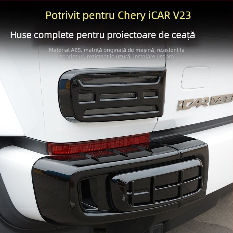 Capace pentru farurile de ceață față și spate pentru Chery iCAR V23, rame decorative pentru faruri, ABS plastic, aspect negru