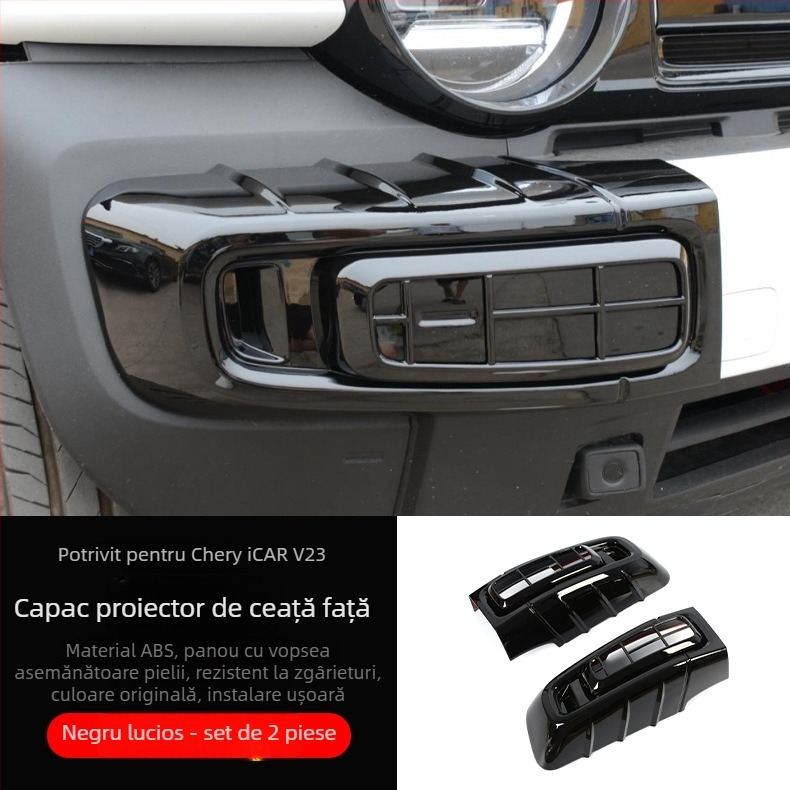 Capace pentru farurile de ceață față și spate pentru Chery iCAR V23, rame decorative pentru faruri, ABS plastic, aspect negru