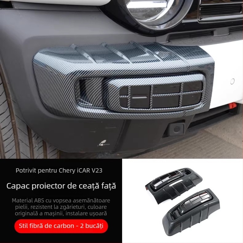 Capace pentru farurile de ceață față și spate pentru Chery iCAR V23, rame decorative pentru faruri, ABS plastic, aspect negru