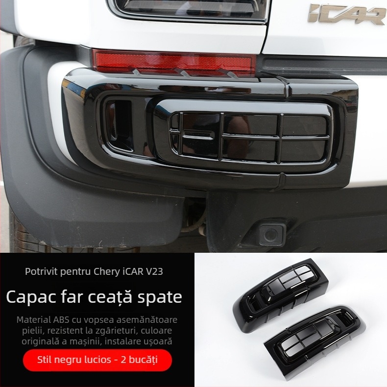 Capace pentru farurile de ceață față și spate pentru Chery iCAR V23, rame decorative pentru faruri, ABS plastic, aspect negru