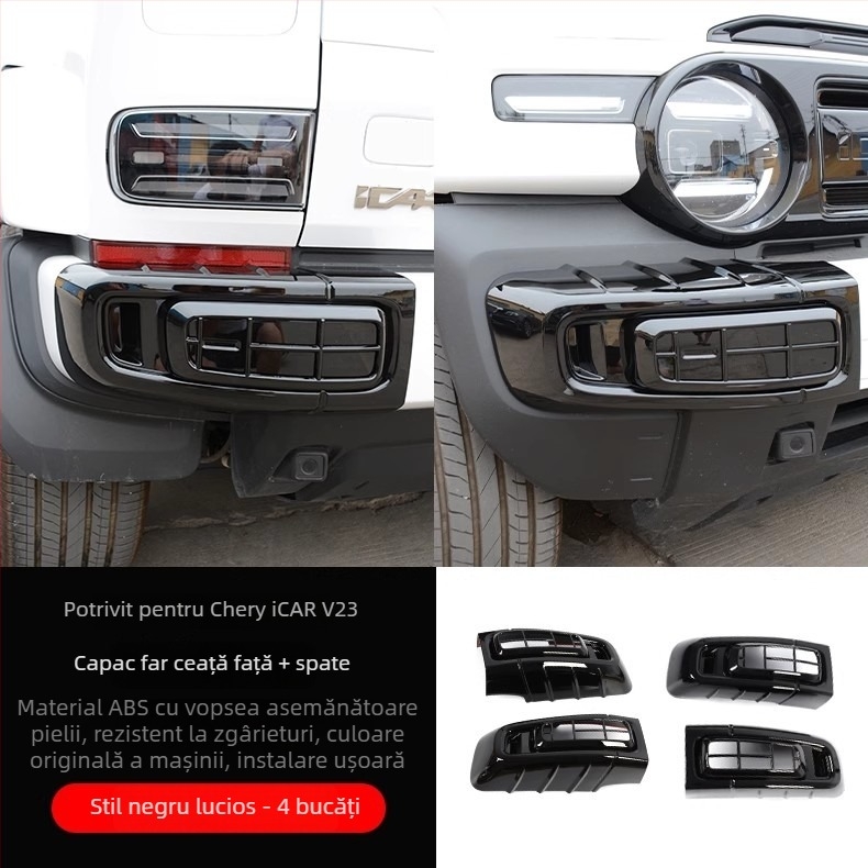 Capace pentru farurile de ceață față și spate pentru Chery iCAR V23, rame decorative pentru faruri, ABS plastic, aspect negru