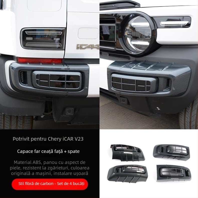 Capace pentru farurile de ceață față și spate pentru Chery iCAR V23, rame decorative pentru faruri, ABS plastic, aspect negru