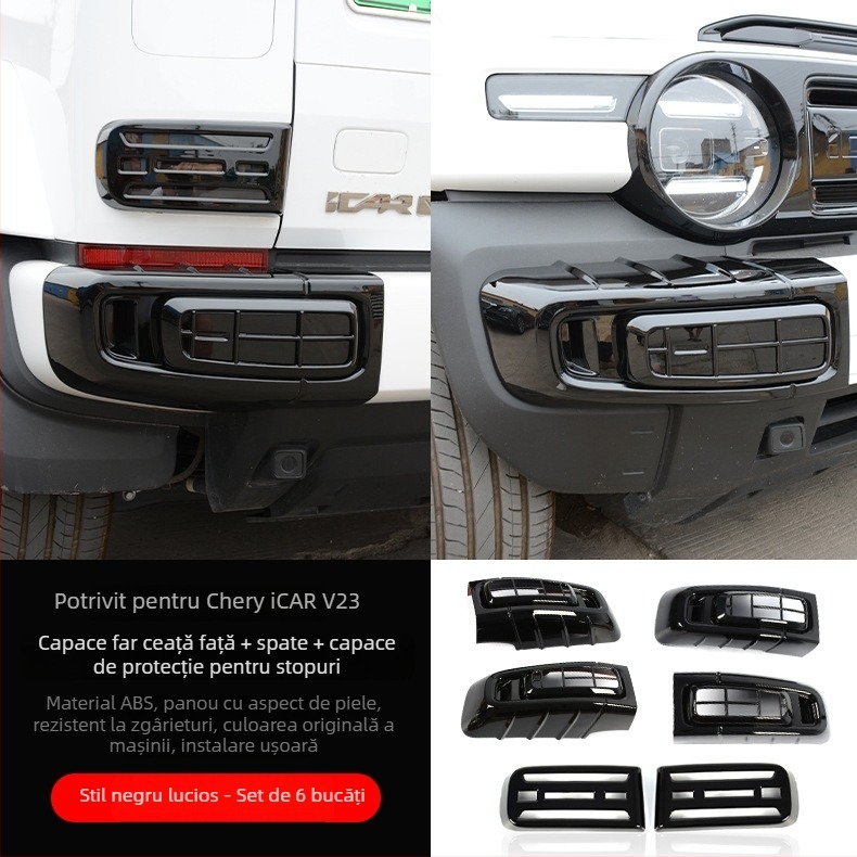 Capace pentru farurile de ceață față și spate pentru Chery iCAR V23, rame decorative pentru faruri, ABS plastic, aspect negru