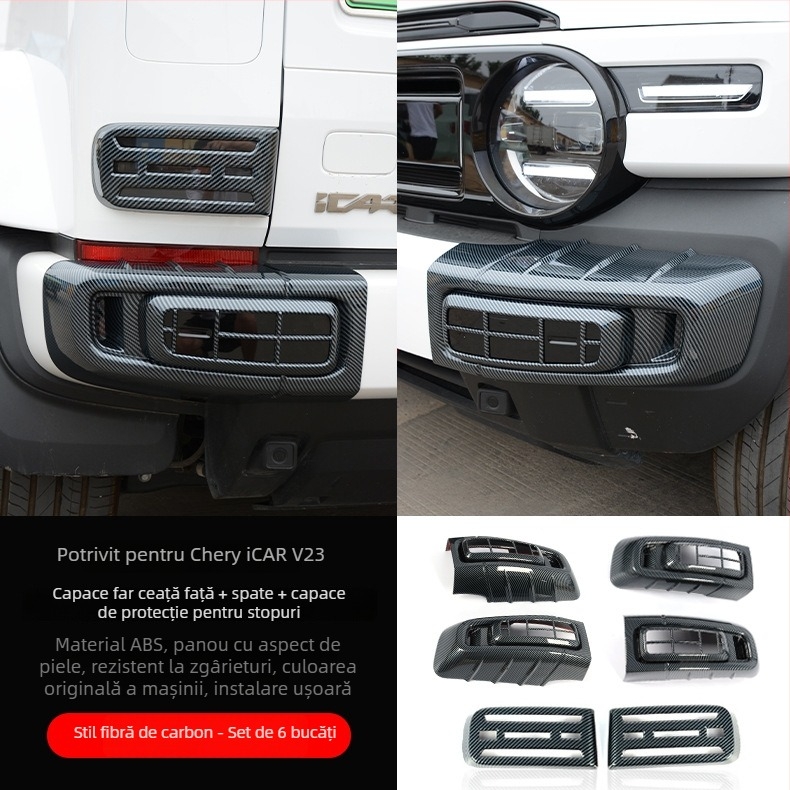 Capace pentru farurile de ceață față și spate pentru Chery iCAR V23, rame decorative pentru faruri, ABS plastic, aspect negru