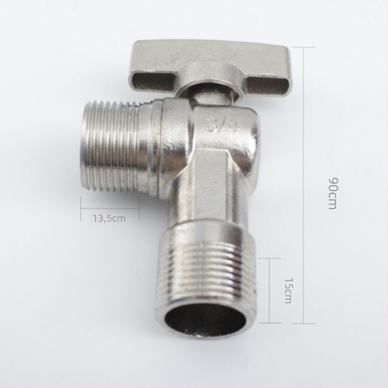 Valvă triunghiulară din oțel inoxidabil 304 cu canal complet pentru boilere pe gaz — apă caldă/rece, conexiune unghiulară 1/2 in și 3/4 in, presiune înaltă, acționare manuală