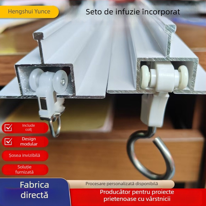 Șină de infuzie ascunsă pentru spital, în formă de U, din aliaj de aluminiu, perdea încastrată în tavan, model 1, Yunce, simplitate modernă