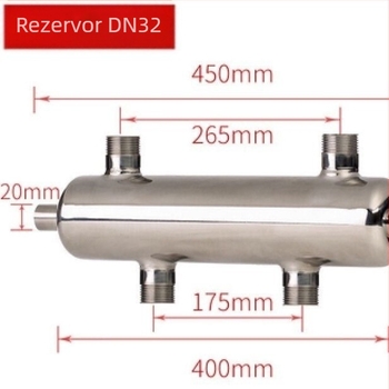 Rezervor de cuplare din oțel inoxidabil pentru boiler pe perete cu gaz – rezervor de amestecare apă pentru încălzire casnică și încălzire prin pardoseală (material: oțel inox; presiune de lucru: standard; apă rece: 5°C; apă caldă: 50°C; stil: modern minima