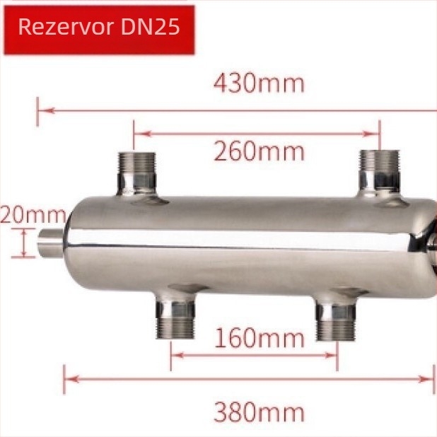 Rezervor de cuplare din oțel inoxidabil pentru boiler pe perete cu gaz – rezervor de amestecare apă pentru încălzire casnică și încălzire prin pardoseală (material: oțel inox; presiune de lucru: standard; apă rece: 5°C; apă caldă: 50°C; stil: modern minima