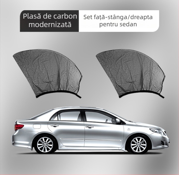 Plasă auto antițânțari, neagră, cu izolație termică și protecție solară, compatibilă cu etichete