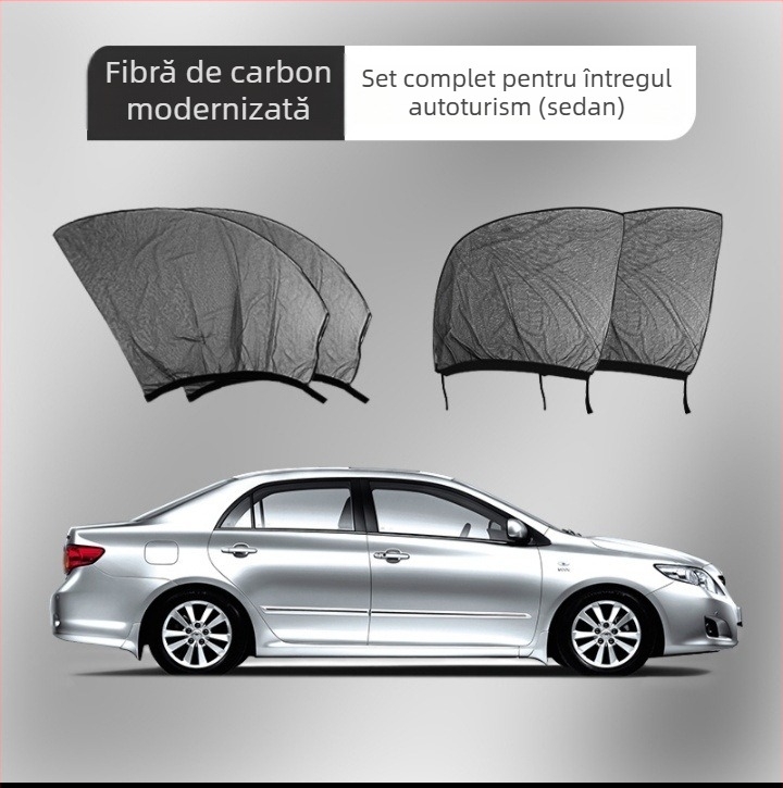 Plasă auto antițânțari, neagră, cu izolație termică și protecție solară, compatibilă cu etichete