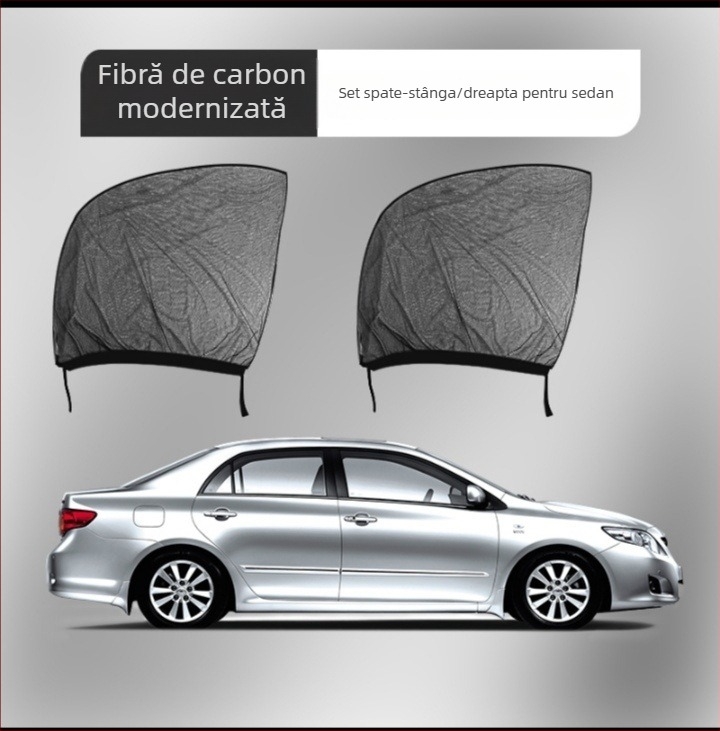 Plasă auto antițânțari, neagră, cu izolație termică și protecție solară, compatibilă cu etichete