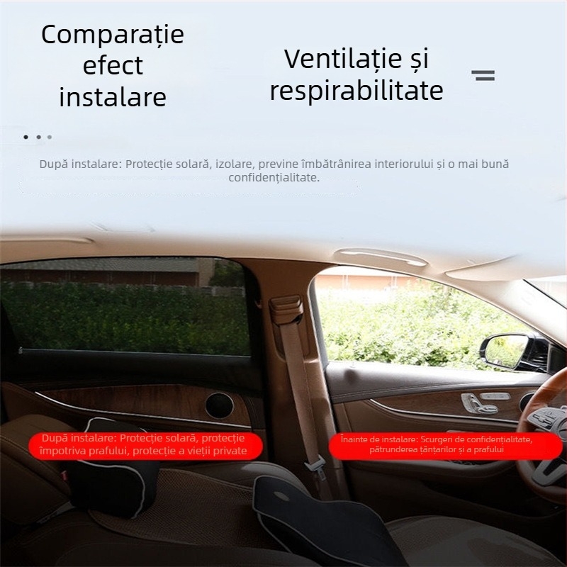 Plasă auto antițânțari, neagră, cu izolație termică și protecție solară, compatibilă cu etichete