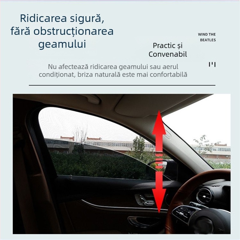 Plasă auto antițânțari, neagră, cu izolație termică și protecție solară, compatibilă cu etichete