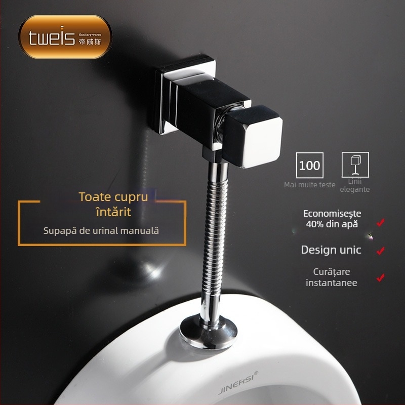 Valvă de spălare pentru urinal din cupru TWS-3007 – mecanic, ieșire G1/2, timp de spălare 10–15 s