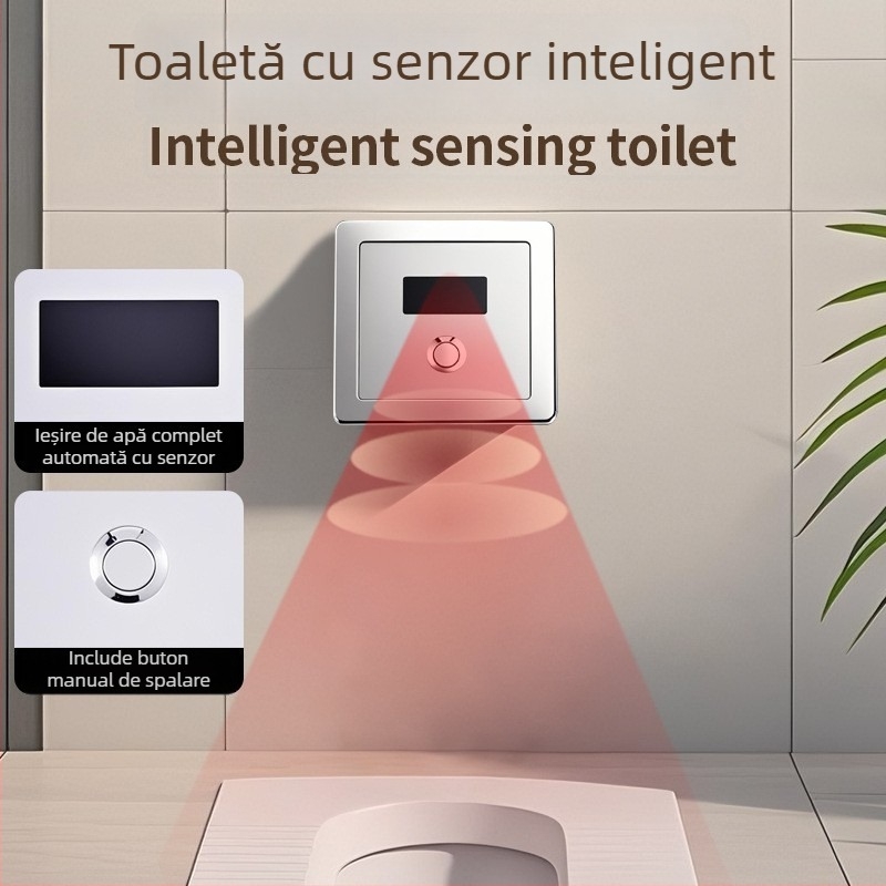 Valvă senzor pentru spălarea unei toalete în podea, montaj ascuns, oțel inoxidabil, modelul 481, stil modern minimalist