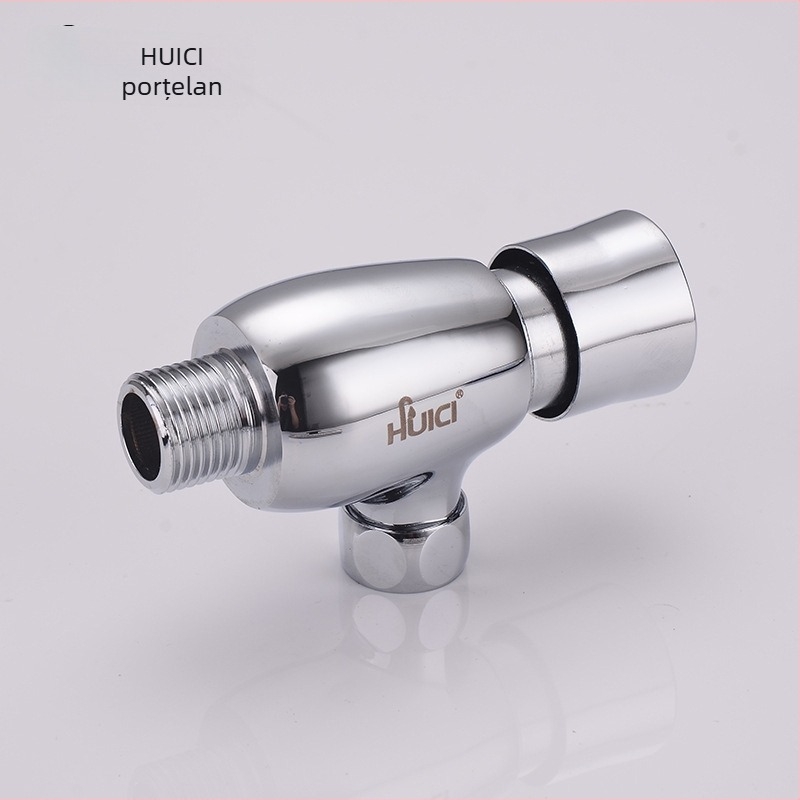 Supapă de spălare pentru urinal, cu clătire întârziată, montaj ascuns, acționare prin apăsare manuală; model Small straight belly, cupru, stil modern