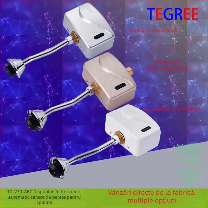 TG-730 senzor IR pentru urinar montat pe suprafață, cu valvă de spălare, corp ABS, alimentare DC, 4x ieșire 1/2'', timp de spălare 6 s