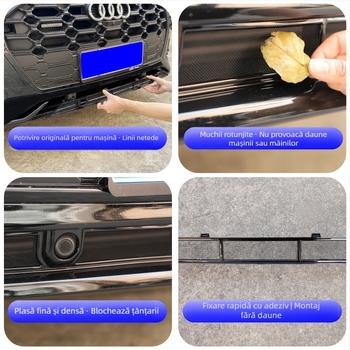 Plasă anti-insecte pentru rezervorul de apă al grilei Q5L, compatibilă cu modelele 19–25 A6L/A4L – ecran detașabil snap-on, cod produs Xy877522002145