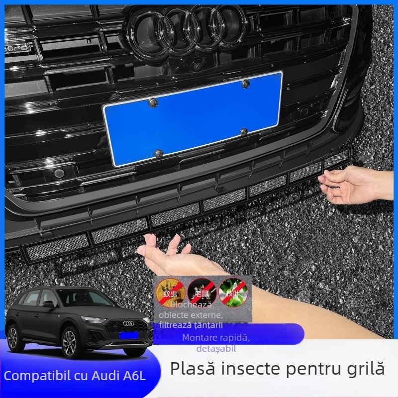 Plasă anti-insecte pentru rezervorul de apă al grilei Q5L, compatibilă cu modelele 19–25 A6L/A4L – ecran detașabil snap-on, cod produs Xy877522002145