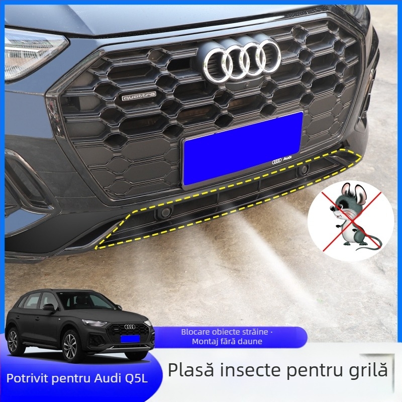 Plasă anti-insecte pentru rezervorul de apă al grilei Q5L, compatibilă cu modelele 19–25 A6L/A4L – ecran detașabil snap-on, cod produs Xy877522002145