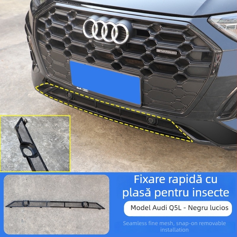 Plasă anti-insecte pentru rezervorul de apă al grilei Q5L, compatibilă cu modelele 19–25 A6L/A4L – ecran detașabil snap-on, cod produs Xy877522002145