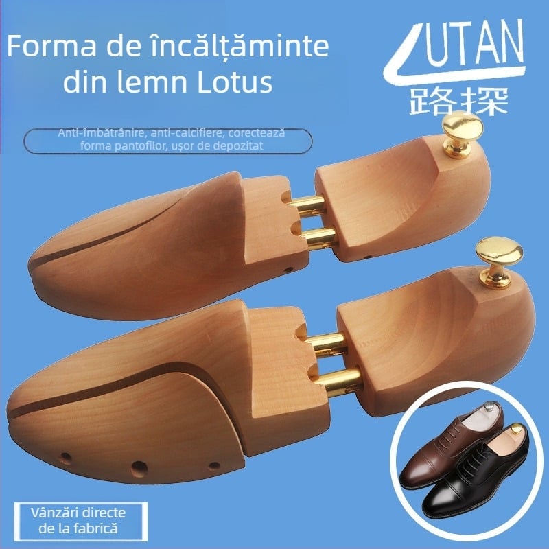Extensor pentru pantofi Luther cu model complet din lemn de lotus – lemn masiv, model complet, potrivit pentru adidași, pantofi din piele, casual și de lucru, stil modern formal
