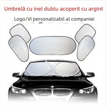 Set de storuri auto 6 piese pentru parbrizul frontal - universal, retractabil, finisaj titan, cod Z795