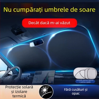 Set de storuri auto 6 piese pentru parbrizul frontal - universal, retractabil, finisaj titan, cod Z795