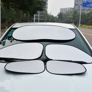 Set de storuri auto 6 piese pentru parbrizul frontal - universal, retractabil, finisaj titan, cod Z795