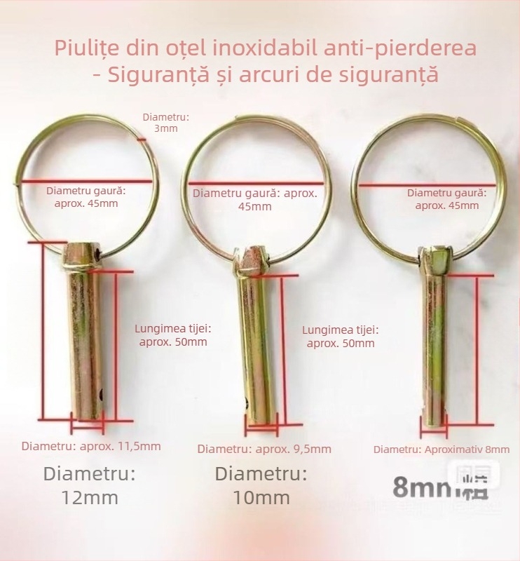 Pin de blocare pentru suspensia tractorului – anti-pierdere, GB/T 4329-2001, placare cromată