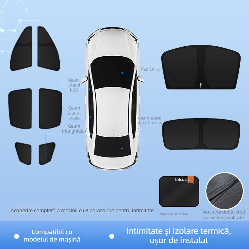 Jaluzea pentru geamuri auto Nio ES8, material Oxford, opac gros, prindere prin agățare, 3-5 ani de viață