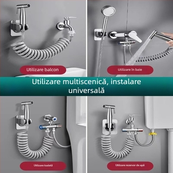 Spray pentru toaletă și bidet din oțel inoxidabil, cu o intrare și două ieșiri, jet de înaltă presiune