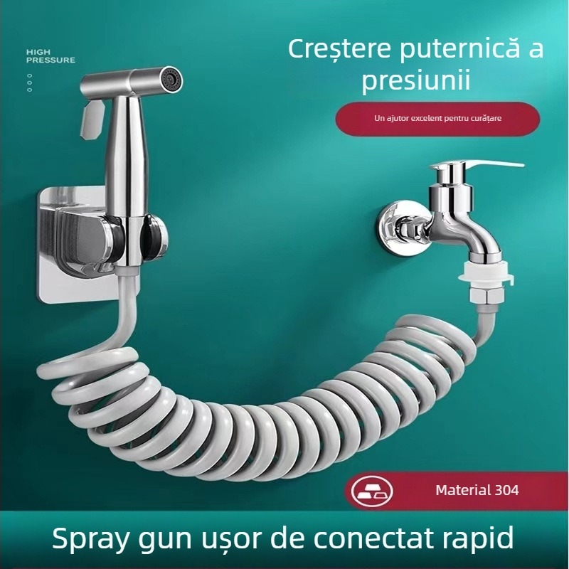 Spray pentru toaletă și bidet din oțel inoxidabil, cu o intrare și două ieșiri, jet de înaltă presiune