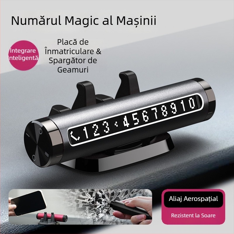 Unealtă universală de urgență pentru autovehicul cu spargător de geam, ciocan de securitate și suport pentru telefon – plastic, personalizare disponibilă