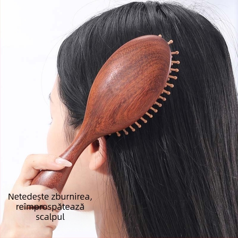 Pieptene de masaj cu pernă de aer din lemn de santal, lung, brand Shang Qing Yun