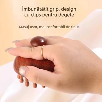 Pieptan masaj din lemn cu disc pentru scalp și foliculii părului, îngrijire păr