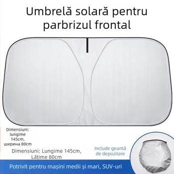 Umbră de mașină cu țesătură argintată, montaj telescopic, model universal, stil simplu