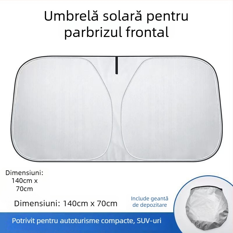 Umbră de mașină cu țesătură argintată, montaj telescopic, model universal, stil simplu