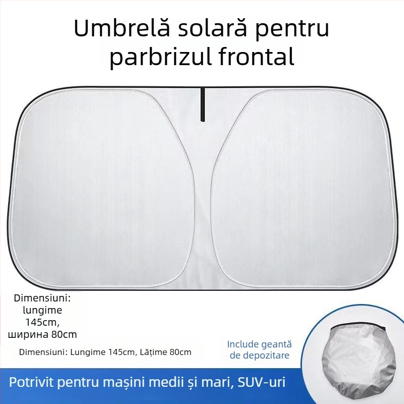 Umbră de mașină cu țesătură argintată, montaj telescopic, model universal, stil simplu