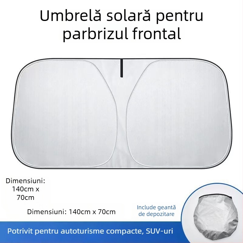 Umbră de mașină cu țesătură argintată, montaj telescopic, model universal, stil simplu