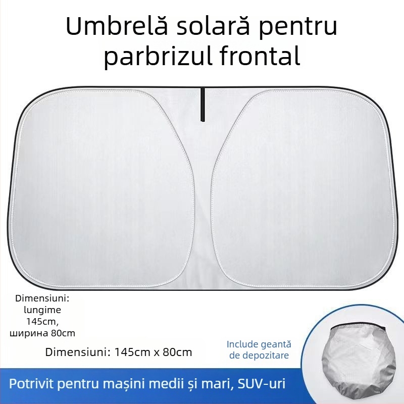 Umbră de mașină cu țesătură argintată, montaj telescopic, model universal, stil simplu