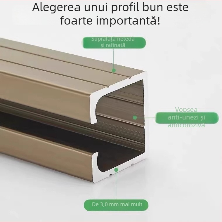 Șină pentru uși glisante - aliaj de aluminiu, finisaj electroplating, model: Hanging Wheel Rail, Brand Jiecheng, Stil modern minimalist