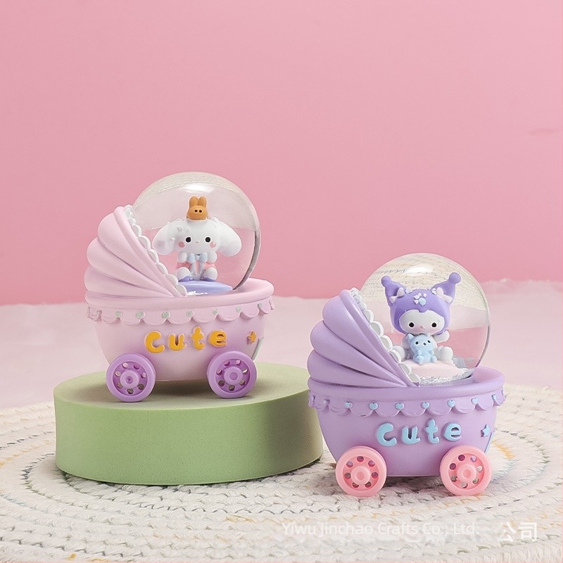 Glob de birou cu sferă de cristal iluminată și cutie muzicală, model mini 45#, din rășină sintetică