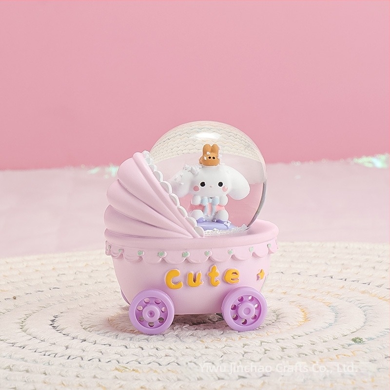 Glob de birou cu sferă de cristal iluminată și cutie muzicală, model mini 45#, din rășină sintetică