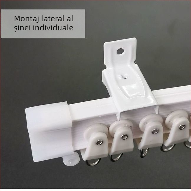 Șină pentru perdele cu șină curvată pentru fereastra de colț și balcon, șină flexibilă, montaj prin perforare, model 005, material: oțel, finisaj: oțel plastic, stil modern și simplu