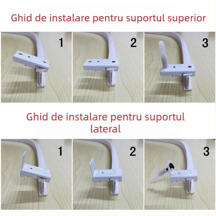 Șină pentru perdele cu șină curvată pentru fereastra de colț și balcon, șină flexibilă, montaj prin perforare, model 005, material: oțel, finisaj: oțel plastic, stil modern și simplu