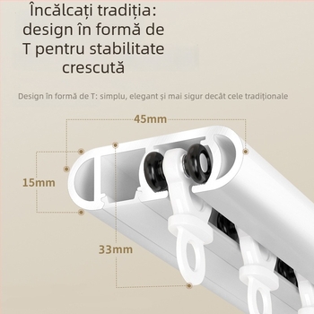 Sistem de perdeu cu șină dublă pentru ferestre erker, din aluminiu, silențios, șină de alunecare ultra-subțire