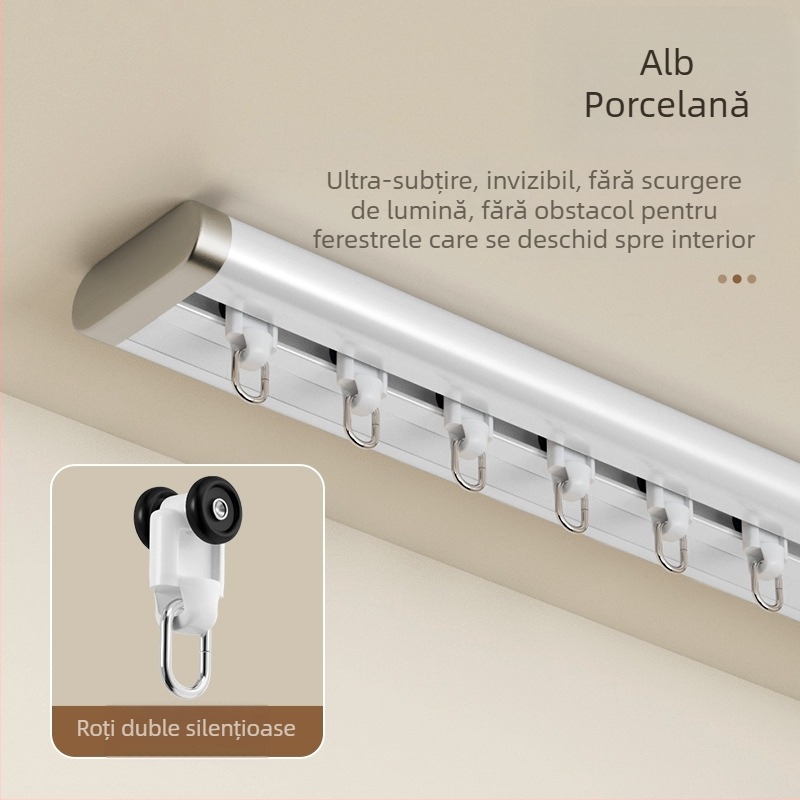 Sistem de perdeu cu șină dublă pentru ferestre erker, din aluminiu, silențios, șină de alunecare ultra-subțire